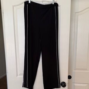 Anthropologie Maeve Black Wide-Leg Pants with White Side Stripes